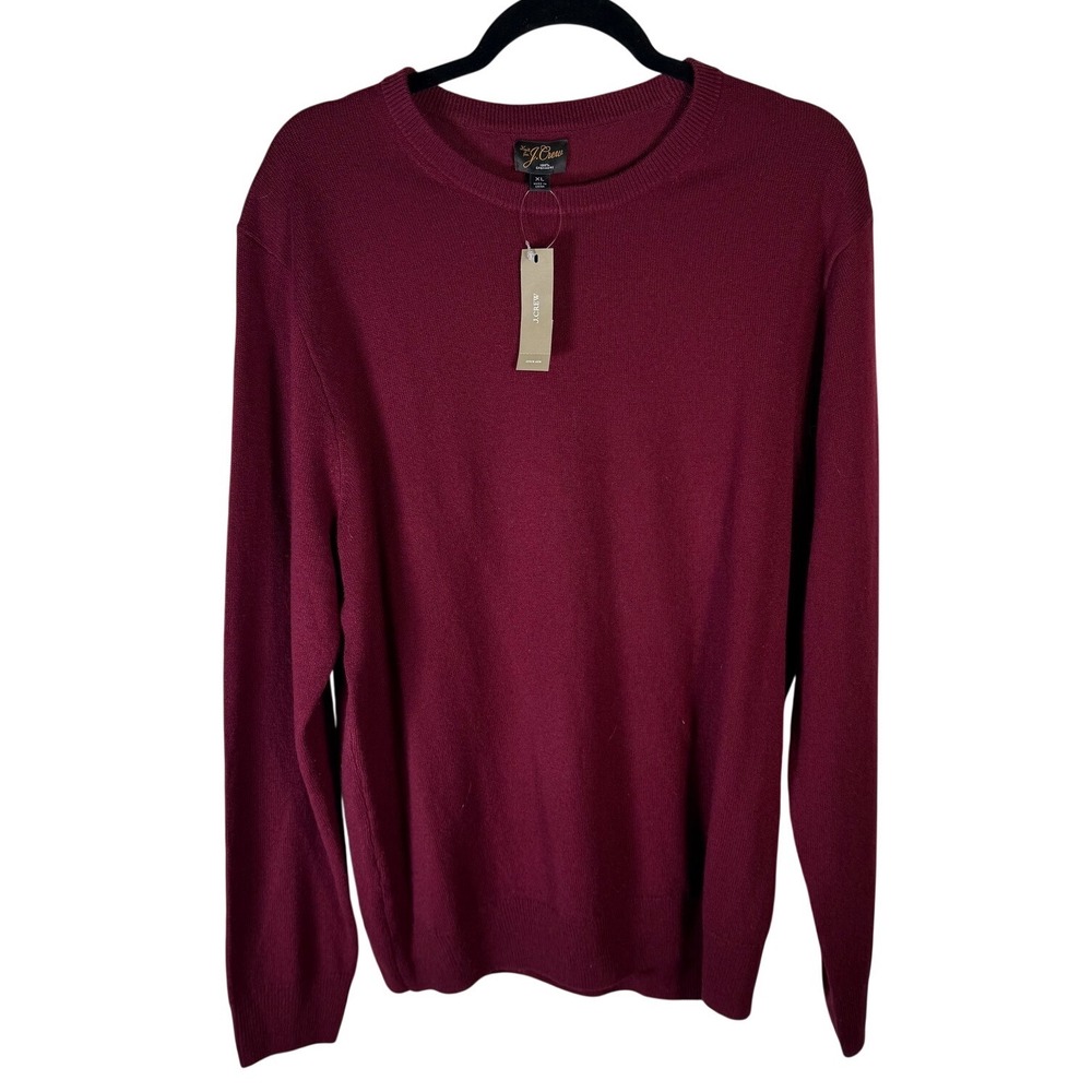 J.Crew Mens 100% Cashmere Crewneck Sweater XL Burgundy Wine Red NWT SR4646